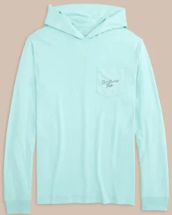 Southern Tide Letterpress Skipjack Long Sleeve Hoodie T-Shirt Wake Blue Online