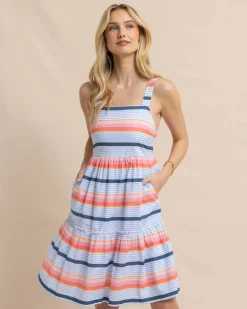 Southern Tide Linsey Set Sail Stripe Dress Conch Shell Flash Sale