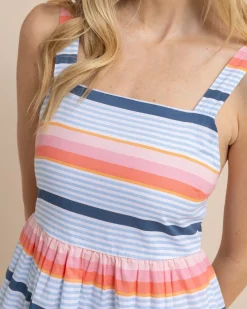 Southern Tide Linsey Set Sail Stripe Dress Conch Shell Flash Sale