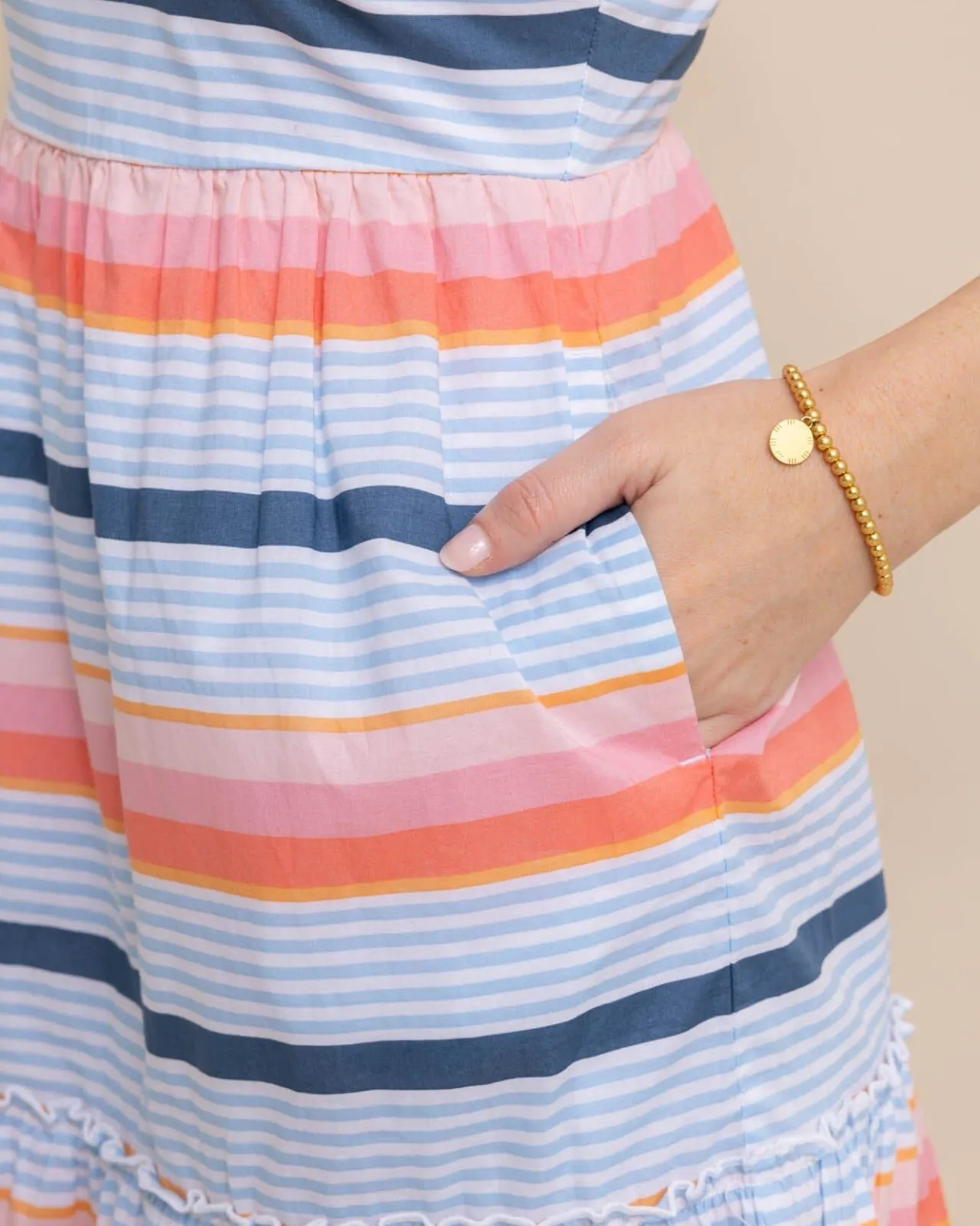 Southern Tide Linsey Set Sail Stripe Dress Conch Shell Flash Sale