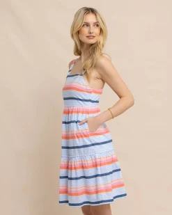 Southern Tide Linsey Set Sail Stripe Dress Conch Shell Flash Sale