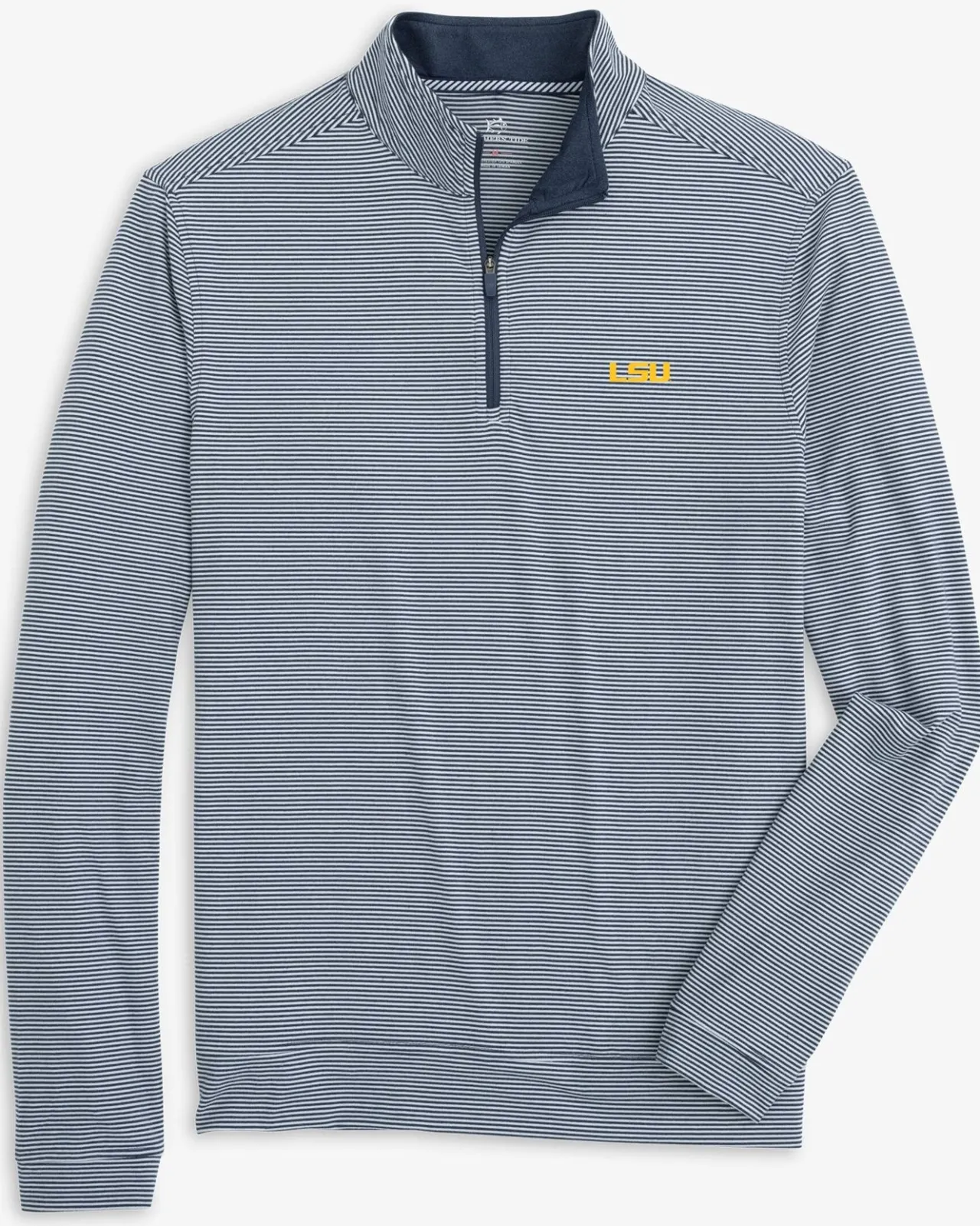 Southern Tide Lsu Tigers Cruiser Micro-Stripe Heather Quarter Zip Shop