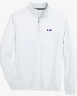 Southern Tide Lsu Tigers Cruiser Micro-Stripe Heather Quarter Zip Shop