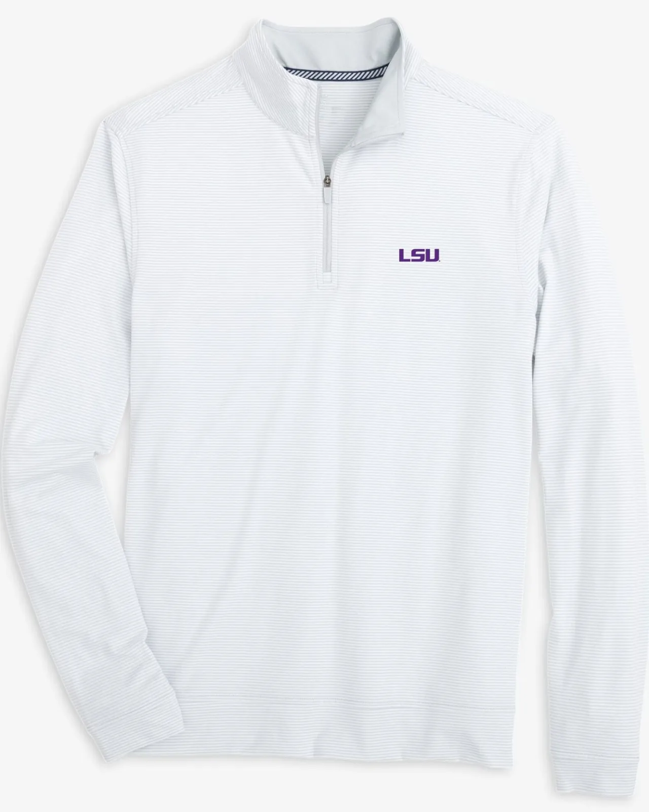 Southern Tide Lsu Tigers Cruiser Micro-Stripe Heather Quarter Zip Shop