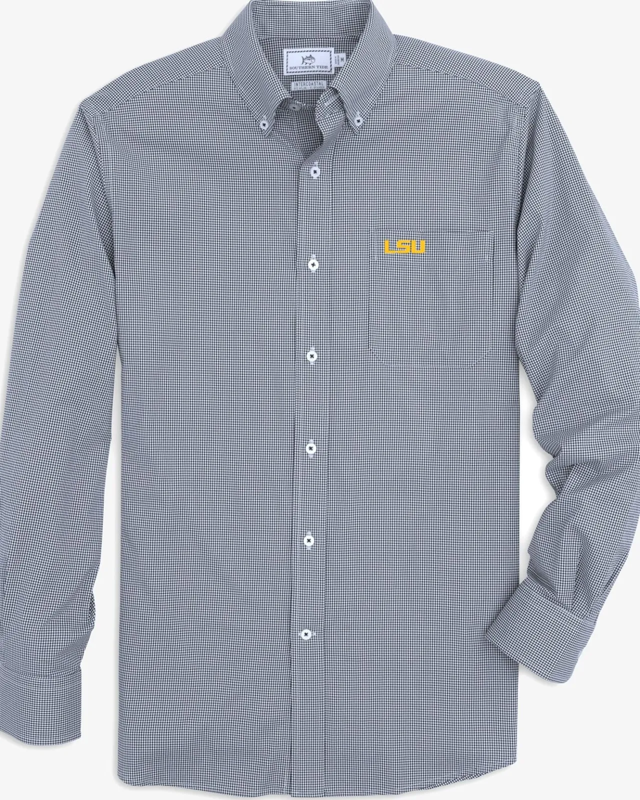 Southern Tide Lsu Tigers Gingham Button Down Shirt Navy Outlet