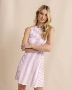 Southern Tide Lyllee Striped Performance Dress Classic White Cheap