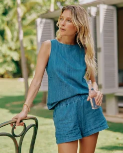 Southern Tide Mary Ellen Denim Short Medium Wash Indigo Sale