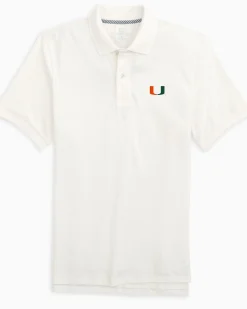 Southern Tide Miami Hurricanes Skipjack Polo Shirt Classic White Cheap