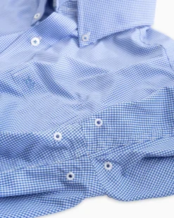 Southern Tide Micro Gingham Intercoastal Performance Sport Shirt True Navy Store