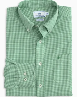 Southern Tide Micro Gingham Intercoastal Performance Sport Shirt True Navy Store