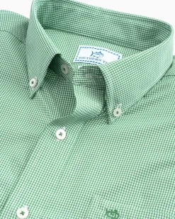 Southern Tide Micro Gingham Intercoastal Performance Sport Shirt True Navy Store