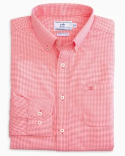 Southern Tide Micro Gingham Intercoastal Performance Sport Shirt True Navy Store