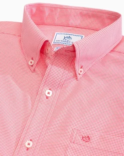 Southern Tide Micro Gingham Intercoastal Performance Sport Shirt True Navy Store