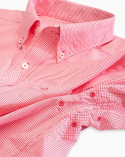Southern Tide Micro Gingham Intercoastal Performance Sport Shirt True Navy Store