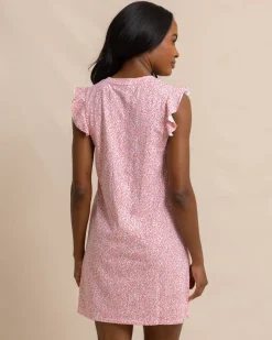 Southern Tide Mikala Floral Feeling Printed Sun Farer Dress Conch Shell Cheap