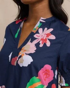 Southern Tide Mina Garden Splendor Tiered Dress Dress Blue Outlet