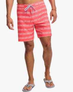 Southern Tide Paddlin' Out Printed Swim Short Sunkist Coral Discount