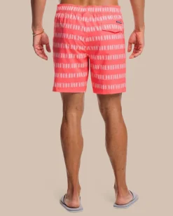 Southern Tide Paddlin' Out Printed Swim Short Sunkist Coral Discount