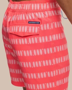 Southern Tide Paddlin' Out Printed Swim Short Sunkist Coral Discount