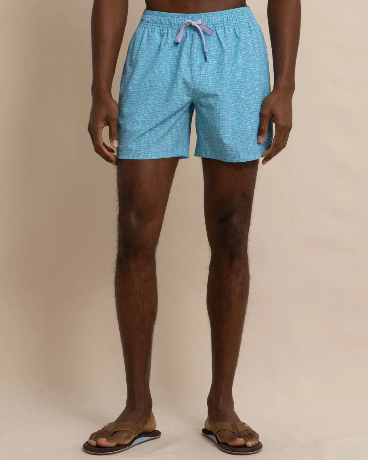 Southern Tide Painted Check Swim Trunk Wake Blue Shop