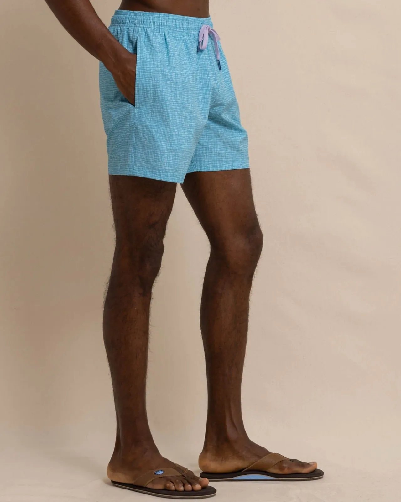 Southern Tide Painted Check Swim Trunk Wake Blue Shop