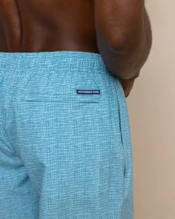 Southern Tide Painted Check Swim Trunk Wake Blue Shop