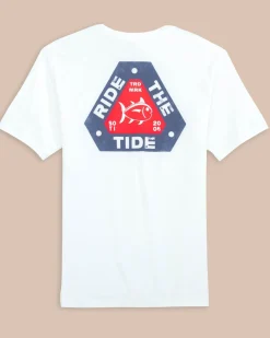 Southern Tide Ride The Tide Triangle Short Sleeve T-Shirt Classic White New