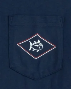 Southern Tide Rod And Reel Flag Short Sleeve T-Shirt Navy Hot