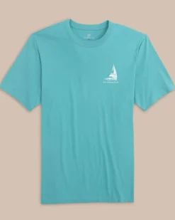 Southern Tide Set Sail Tri Short Sleeve T-Shirt Ocean Aqua New