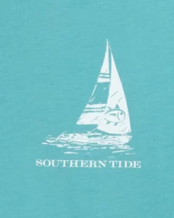 Southern Tide Set Sail Tri Short Sleeve T-Shirt Ocean Aqua New