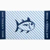 Southern Tide Skipjack Striped French Terry Beach Towel Classic White Clearance