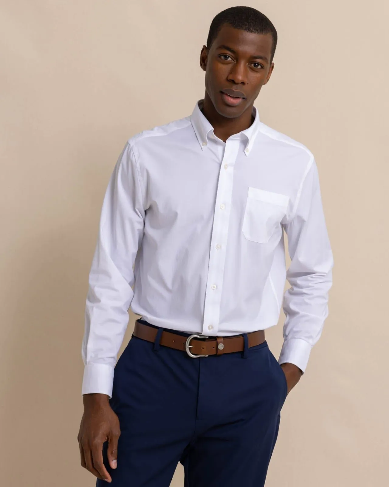 Southern Tide Solid Brrr°® Intercoastal Performance Sport Shirt Classic White Clearance