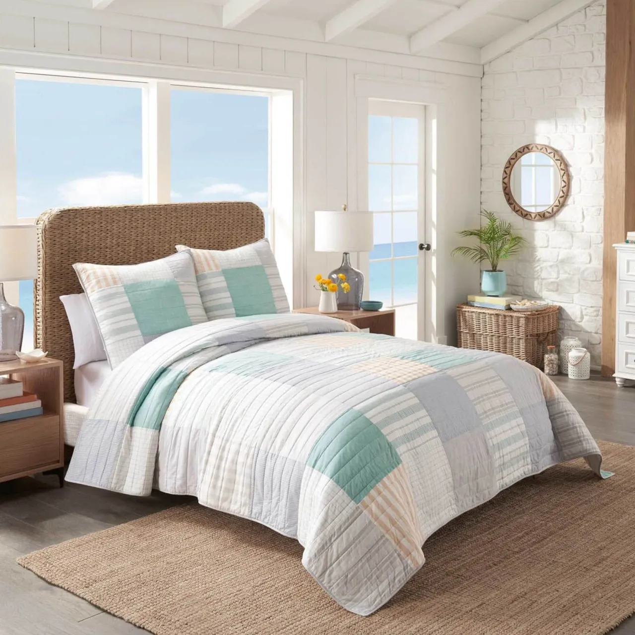 WPH Southern Tide Nautical Mile Quilt Seaglass Cheap