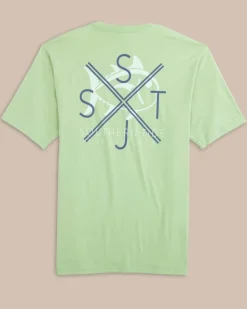 Southern Tide St Skipjack Crossed Short Sleeve T-Shirt Smoke Green Flash Sale