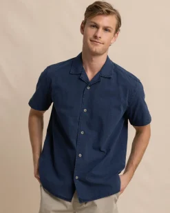 Southern Tide Sun Washed Seersucker Camp Short Sleeve Sport Shirt Outlet