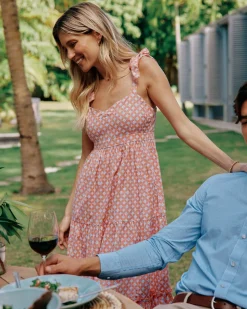 Southern Tide Sylvi Sun Daze Geo Print Maxi Dress Conch Shell Flash Sale