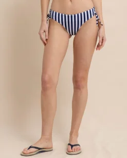 Southern Tide Tie Side Bikini Bottom In Seaside Adventure Stripe Nautical Navy Best Sale