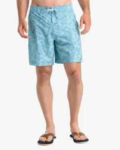 Southern Tide Vibin' Palm Printed Swim Short Atlantic Blue Sale