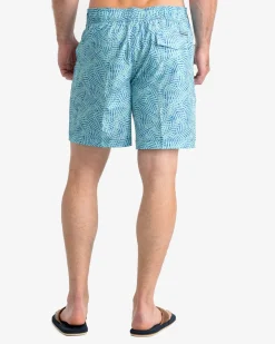 Southern Tide Vibin' Palm Printed Swim Short Atlantic Blue Sale