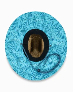 Southern Tide Vibin' Palm Straw Hat Atlantic Blue Flash Sale