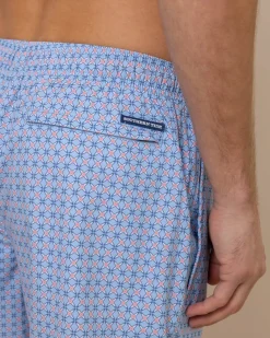 Southern Tide White Lotus Swim Trunk Clearwater Blue Fashion