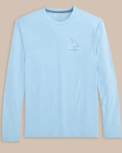 Southern Tide Windsurfer Long Sleeve Performance T-Shirt Clearwater Blue Flash Sale