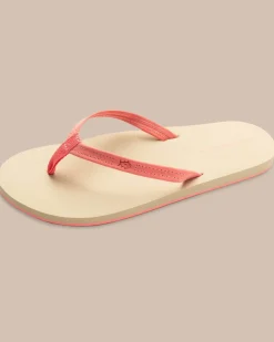 Southern Tide Womens Coral Leather Weekend Flipjacks Conch Shell Sale
