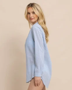 Southern Tide Wrenley Airy Cotton Tunic Clearwater Blue Flash Sale
