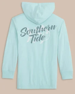Southern Tide Youth Letterpress Skipjack Long Sleeve Hoodie T-Shirt Wake Blue Shop